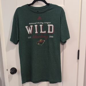 Adidas Green Short Sleeve Tee with Bold Wild Design